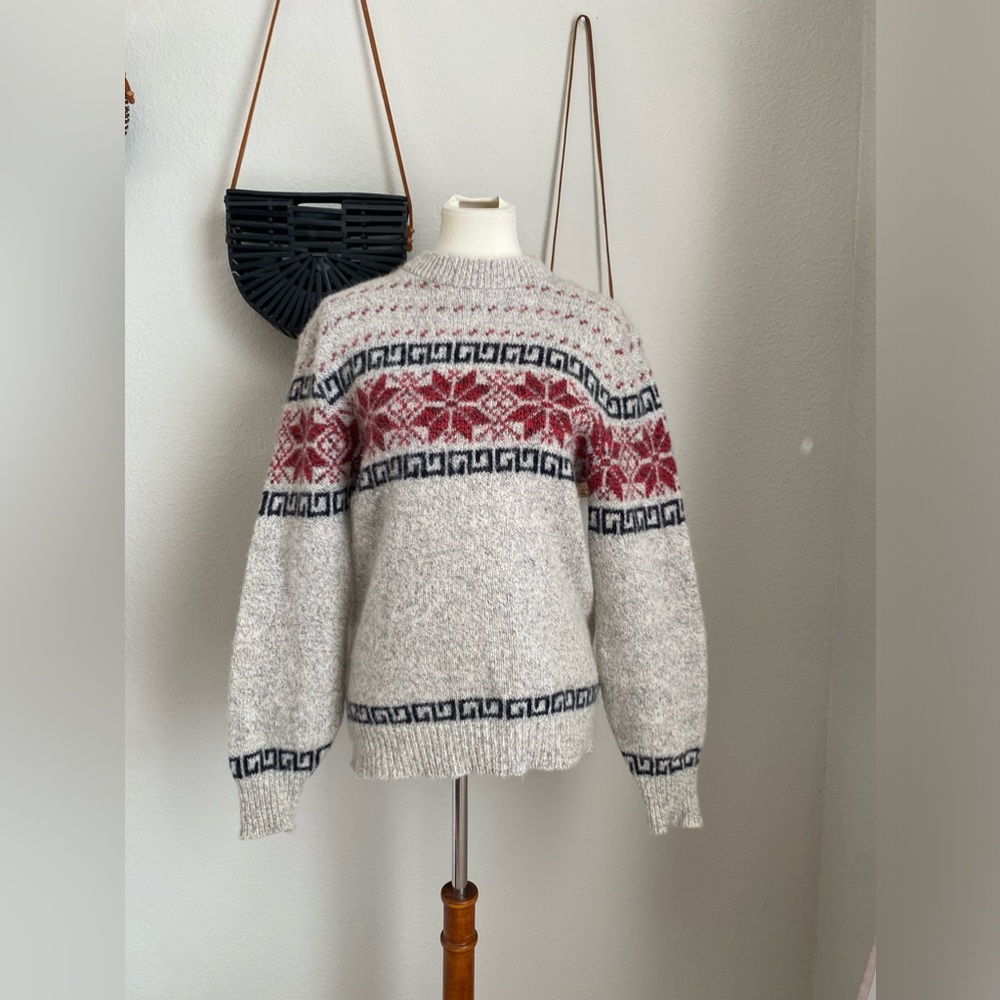 Vintage Continental Fair Isle Wool Sweater, Size Medium